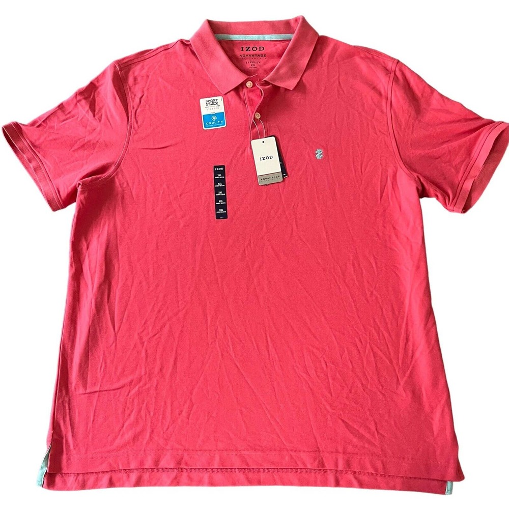 IZOD Men's Advantage Performance Honeysuckle Color Short Sleeve XXL Stretch NWT